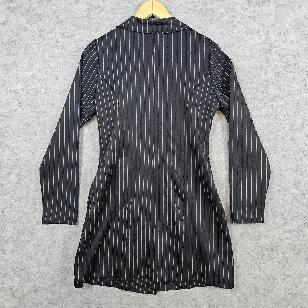 Spirit Halloween Pinstriped Long Blazer Black Double‎ Breasted Size M Gangster